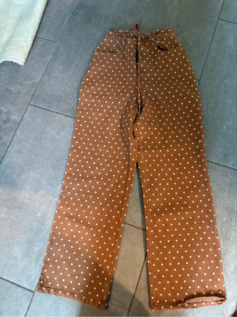 bohme Brown Polka Dot Wide Leg Jeans- NWT